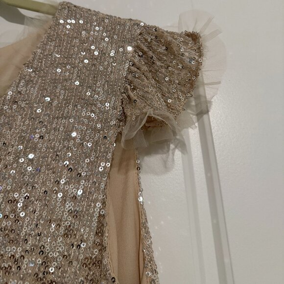 NWT M by MNK Champagne Sequin Dress Size L - Picture 2 of 12
